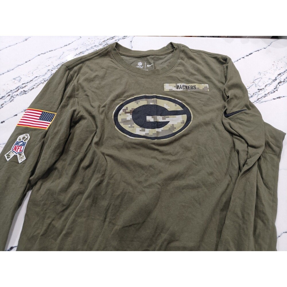 Green Bay Packers Salute to Service long sleeve t-shirt men's Large Green Olive